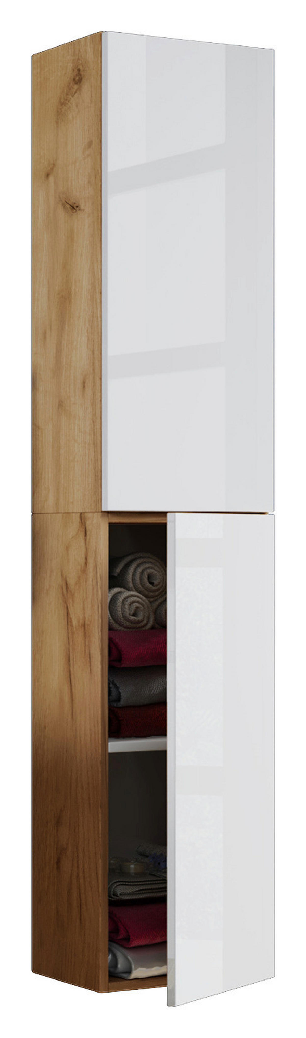 Hochschrank Lendas Eiche Honig Nachbildung weiß B/H/T: ca. 33x150x22 cm Lendas - Eiche/weiß (33,00/150,00/22,00cm) - VCM Möbel