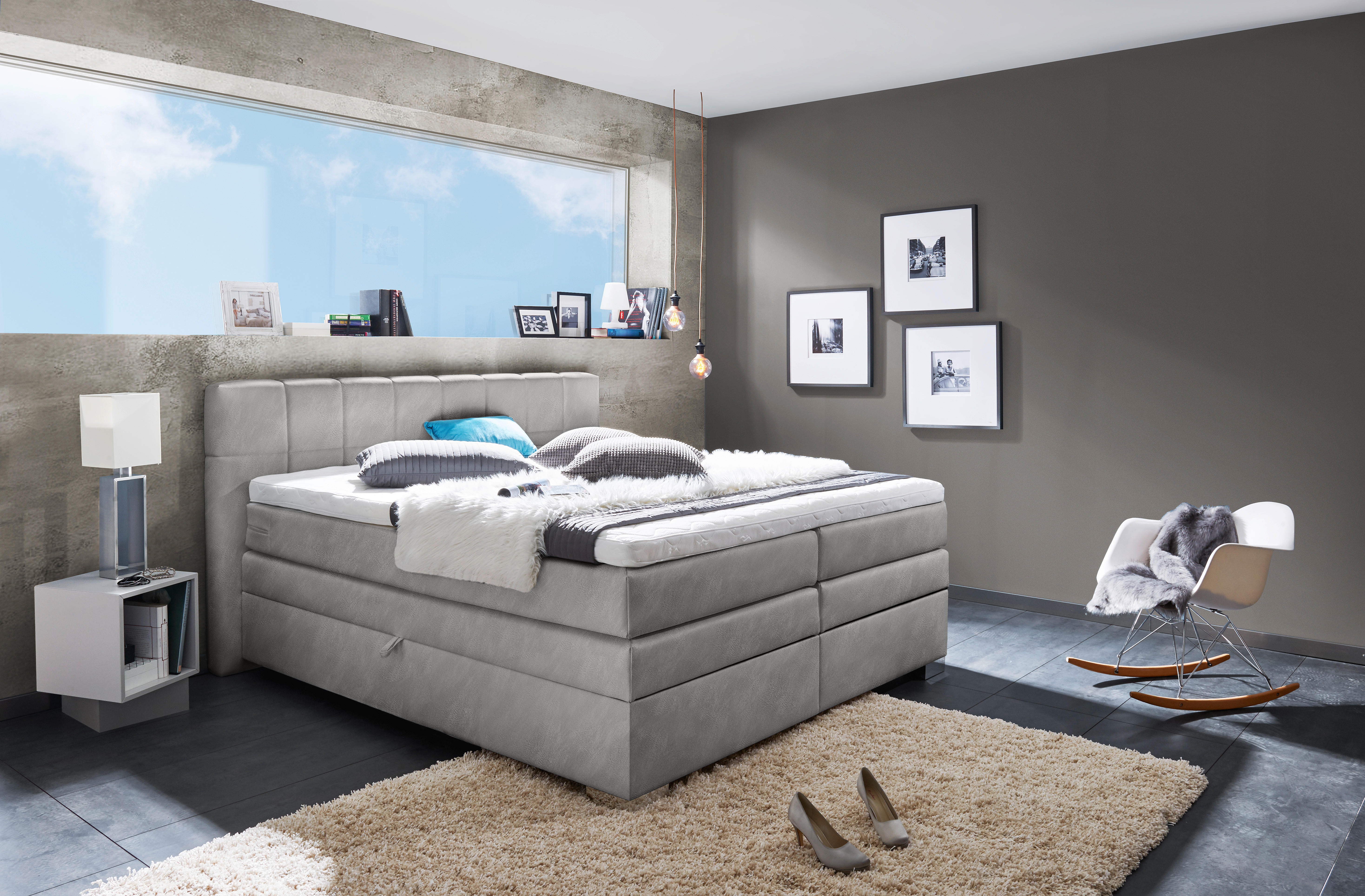 Boxspringbett Maratea silber Liegefläche B/L: ca. 180x200 cm Maratea - silber (200,00/119,00/210,00cm)