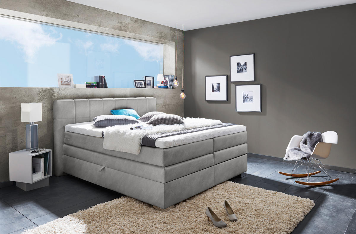 Boxspringbett Maratea silber Liegefläche B/L: ca. 180x200 cm Maratea - silber (200,00/119,00/210,00cm)