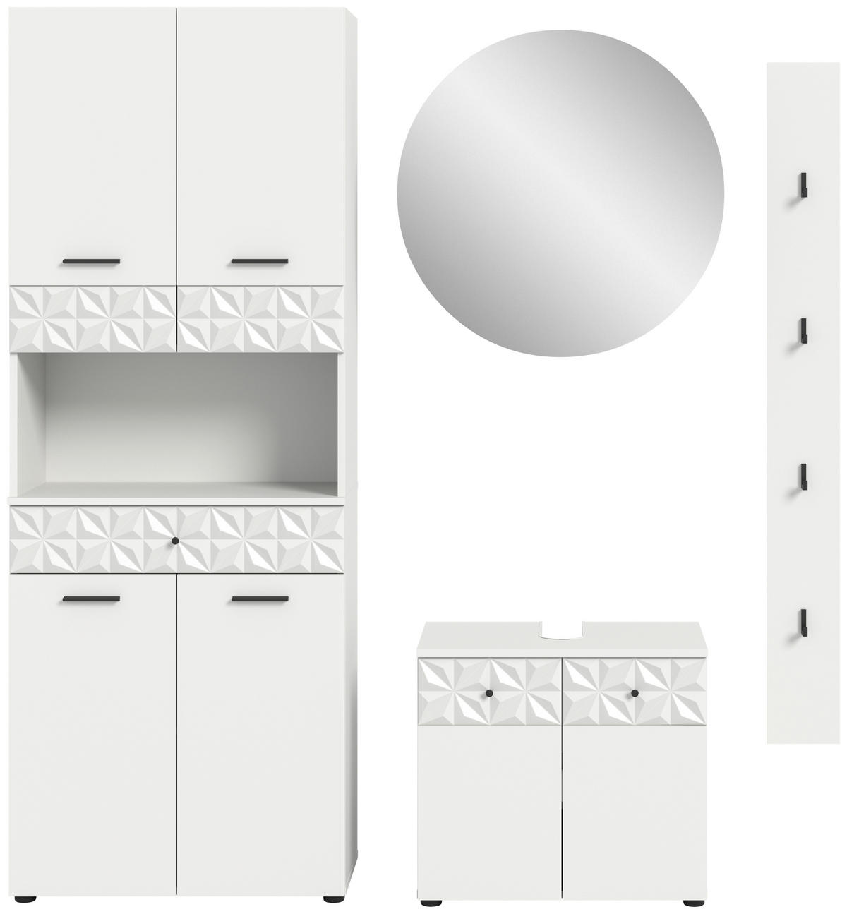 Badezimmer-Set Prisma weiß B/H/T: ca. 110x187x37 cm Prisma - weiß (110,00/187,00/37,00cm) - xonox.home