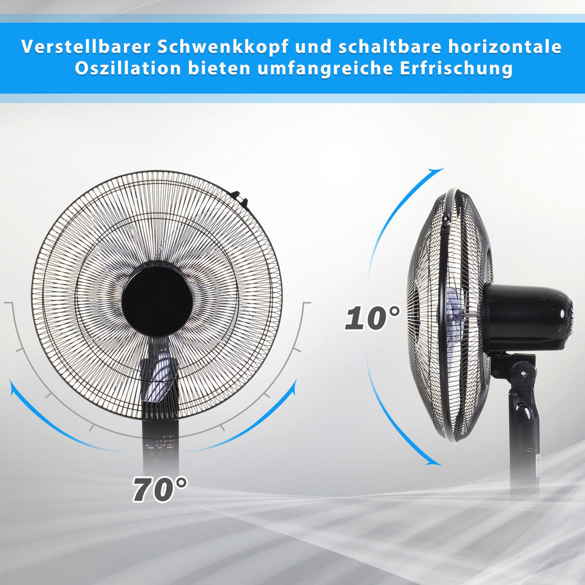 HOMCOM Standventilator mit Fernbedienung schwarz Metall Kunststoff H/D: ca. 124x45 cm Standventilator 824-013V90 - schwarz (45,00/124,00cm) - HOMCOM