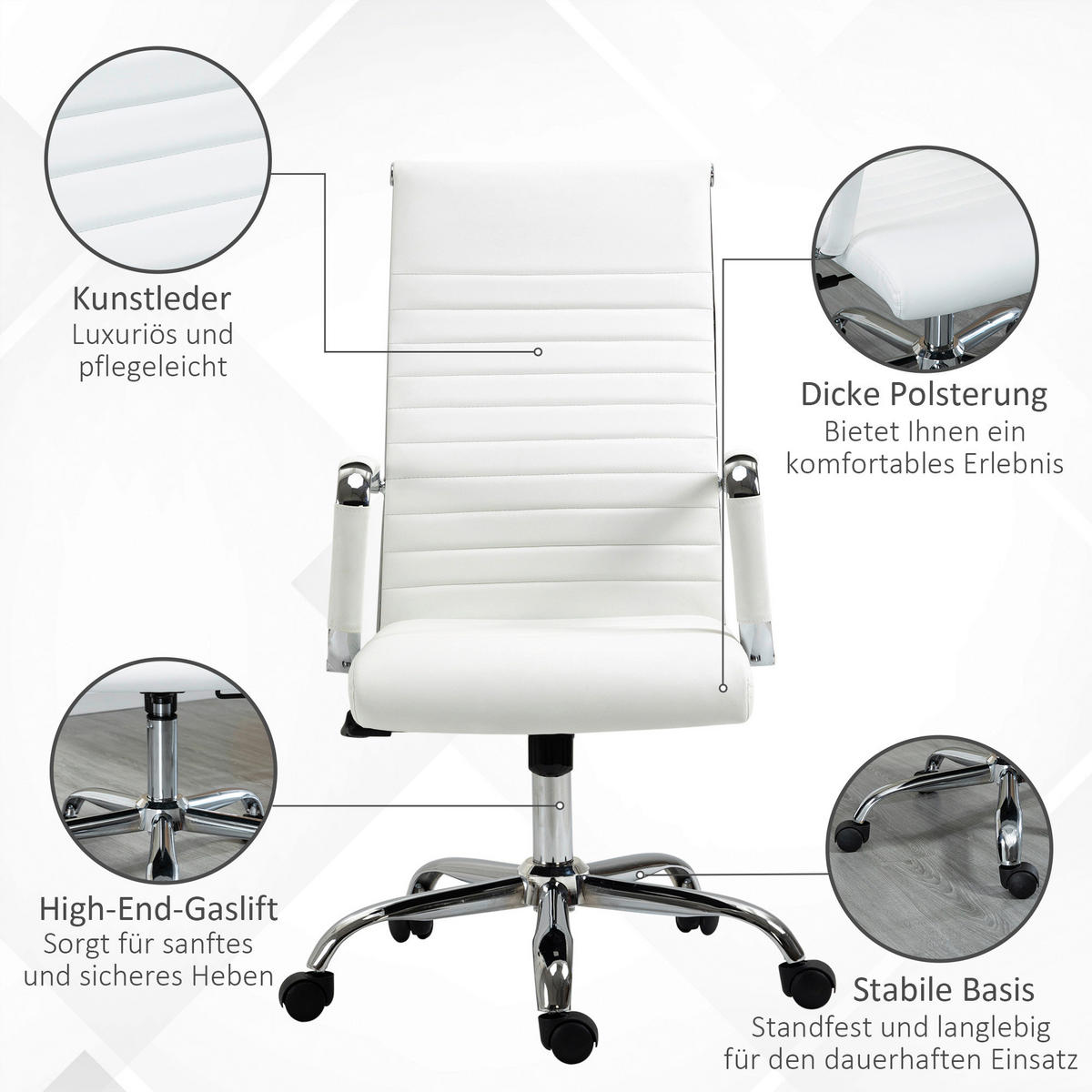 Gaming-Sessel 921-383WT weiß 921-383WT - weiß (54,00/114,00/62,00cm) - Vinsetto