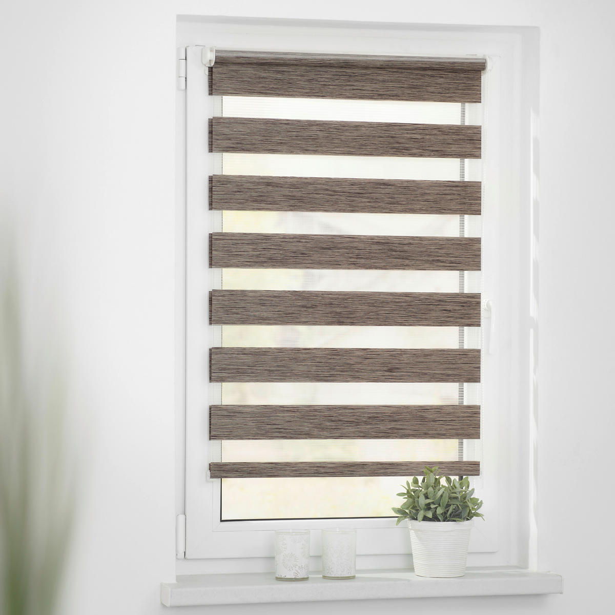 Doppelrollo Duo meliert hellbraun B/L: ca. 120x150 cm Duo meliert - hellbraun (120,00/150,00cm) - LICHTBLICK