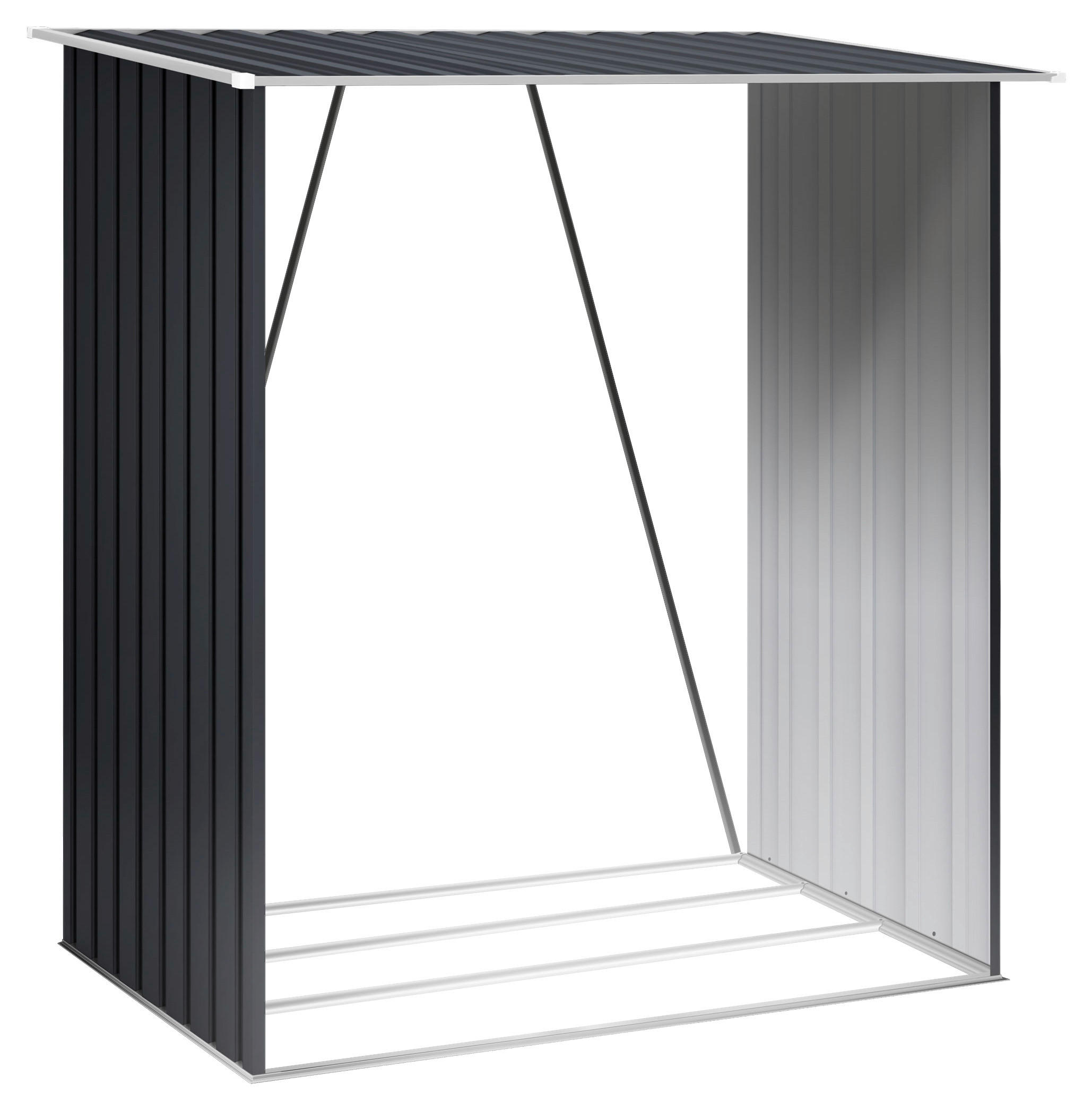 HOGGAR Feuerholzschrank Lerum anthrazit B/H/L: ca. 83x154x166 cm Lerum - anthrazit (166,00/83,00/154,00cm) - HOGGAR