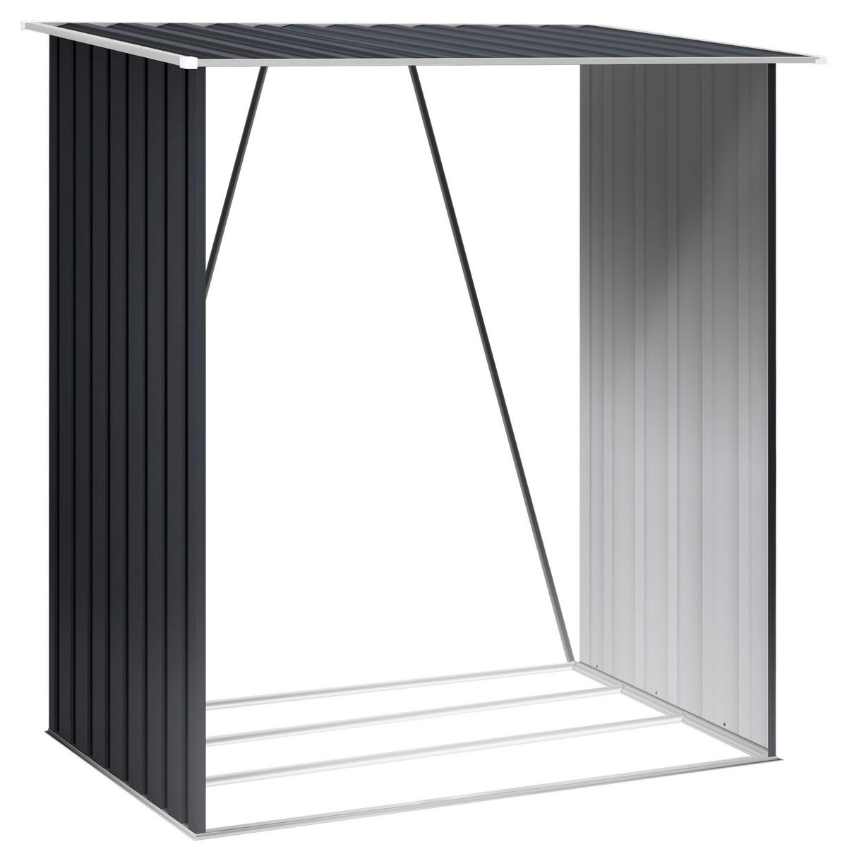 HOGGAR Feuerholzschrank Lerum anthrazit B/H/L: ca. 83x154x166 cm Lerum - anthrazit (166,00/83,00/154,00cm) - HOGGAR