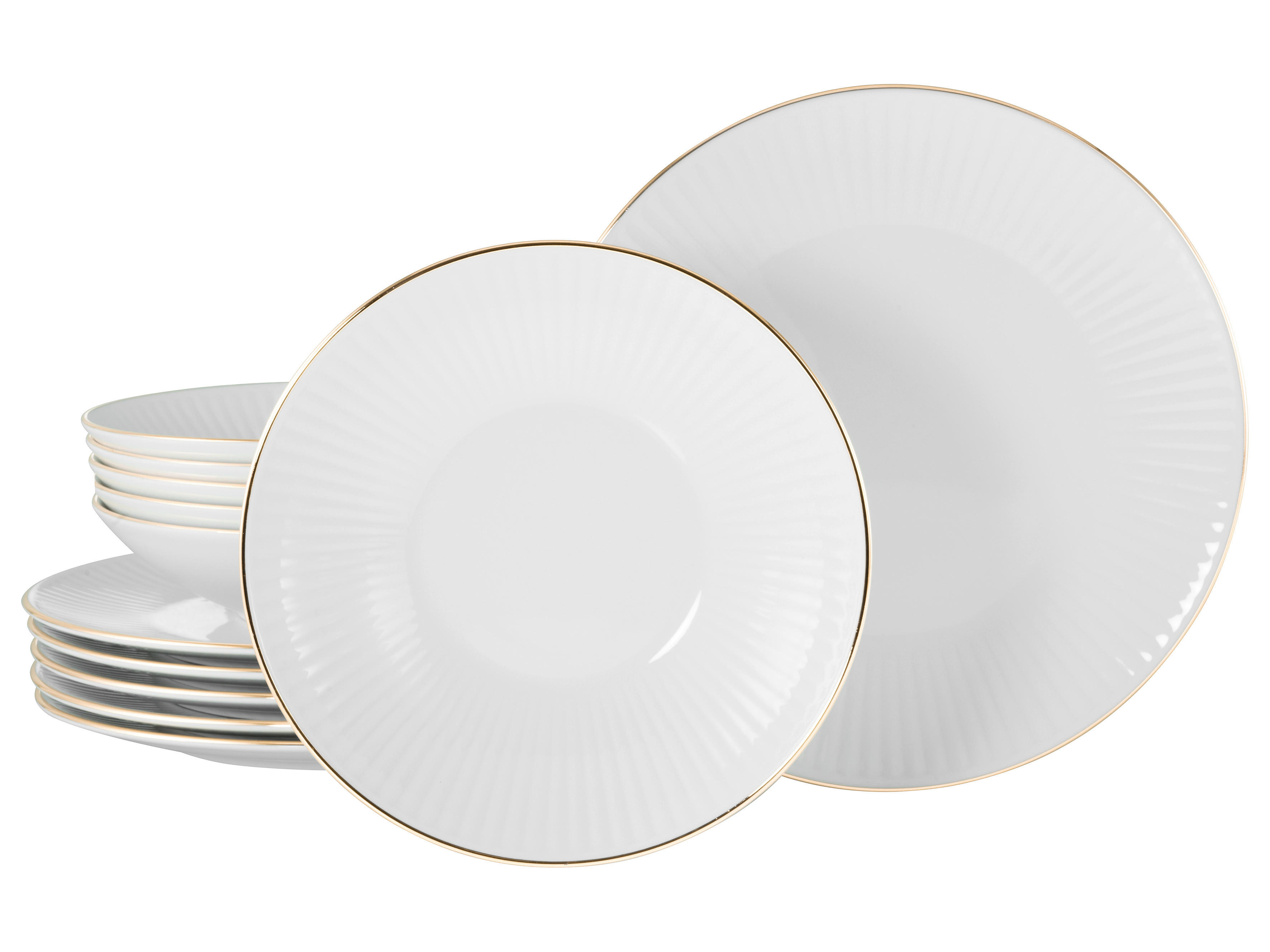 CreaTable Tafelservice Valencia gold Porzellan 12 tlg. Valencia - gold/weiß - CreaTable