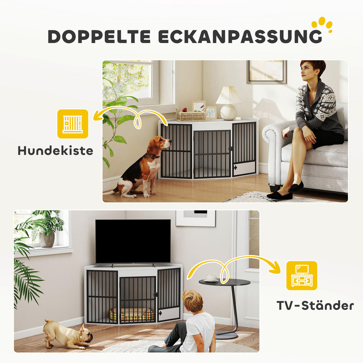 PawHut Hundetreppe weiß Stahl B/H/L: ca. 80x64x113 cm Hundekäfig - weiß (113,00/80,00/64,00cm) - PawHut