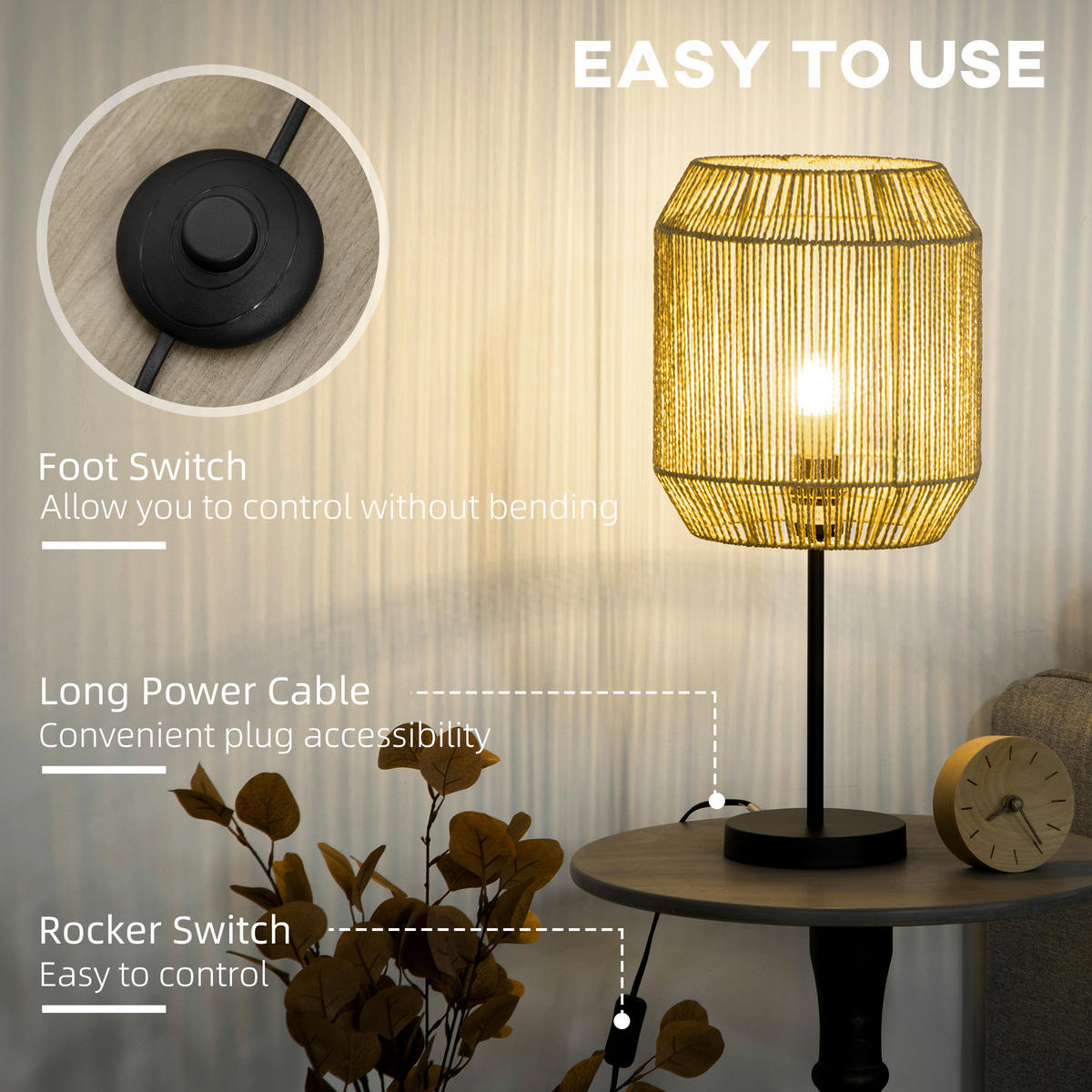 HOMCOM Stehleuchten-Set B31-442V90BK beige schwarz Rattan B/H/T: ca. 26x158x26 cm Stehleuchten-Set B31-442V90BK - beige/schwarz (26,00/158,00/26,00cm) - HOMCOM