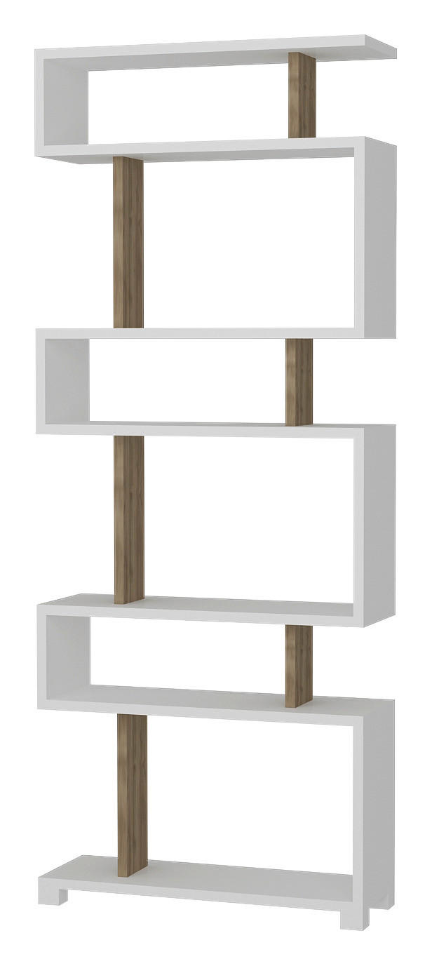 Regal Blok weiß walnuss Nachbildung B/H/T: ca. 60x160x20 cm Blok - weiß/walnuss (60,00/160,00/20,00cm) - moebel17