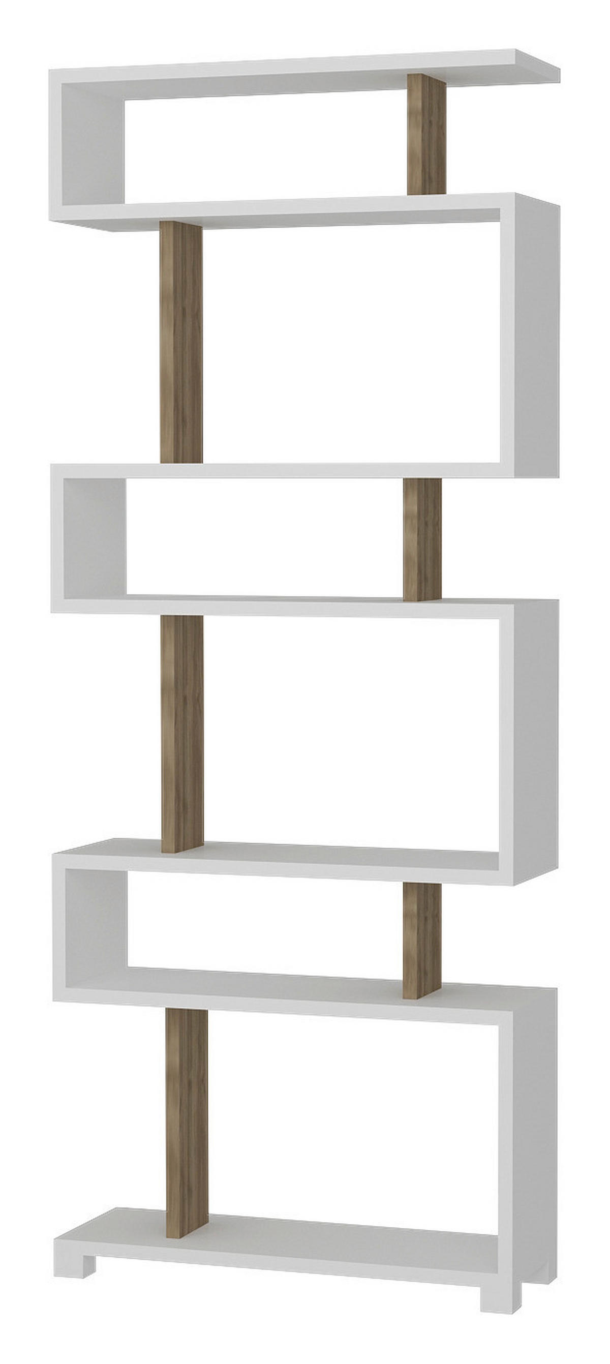Regal Blok weiß walnuss Nachbildung B/H/T: ca. 60x160x20 cm Blok - weiß/walnuss (60,00/160,00/20,00cm) - moebel17