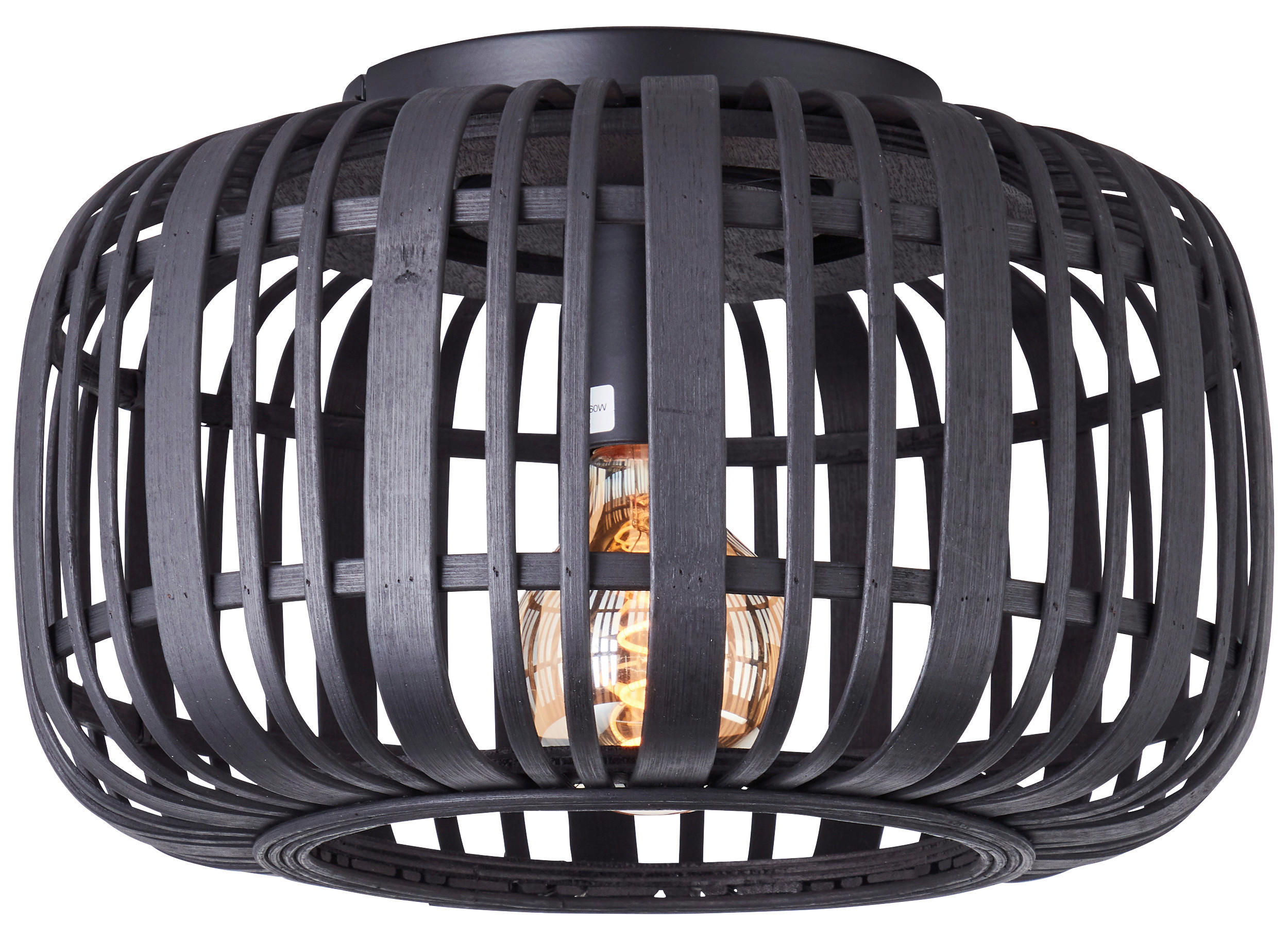 Brilliant Deckenleuchte Woodrow 99498/76 schwarz natur Metall Bambus B/H/T/D: ca. 32x22x32x32 cm E27 1 Brennstellen Deckenleuchte Woodrow 99498/76 - natur/schwarz (32,00/22,00/32,00cm) - Brilliant