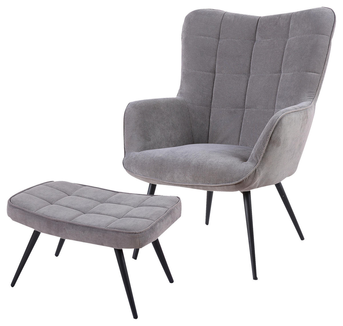 byLIVING Hocker UTA grau schwarz Stoff Metall B/H/T: ca. 60x39x41 cm UTA - schwarz/grau (60,00/39,00/41,00cm) - byLIVING