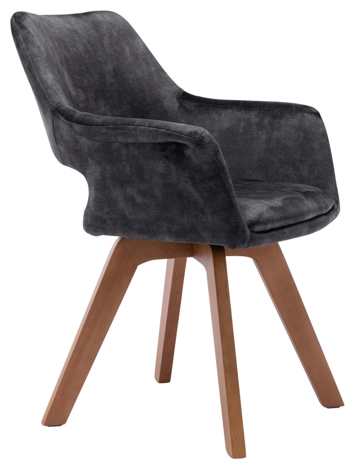 Stuhl KLARA  2er-Set anthrazit Vintage Samt Holz B/H/T: ca. 52x89x63,5 cm KLARA  2er-Set - anthrazit (52,00/89,00/63,50cm) - byLIVING