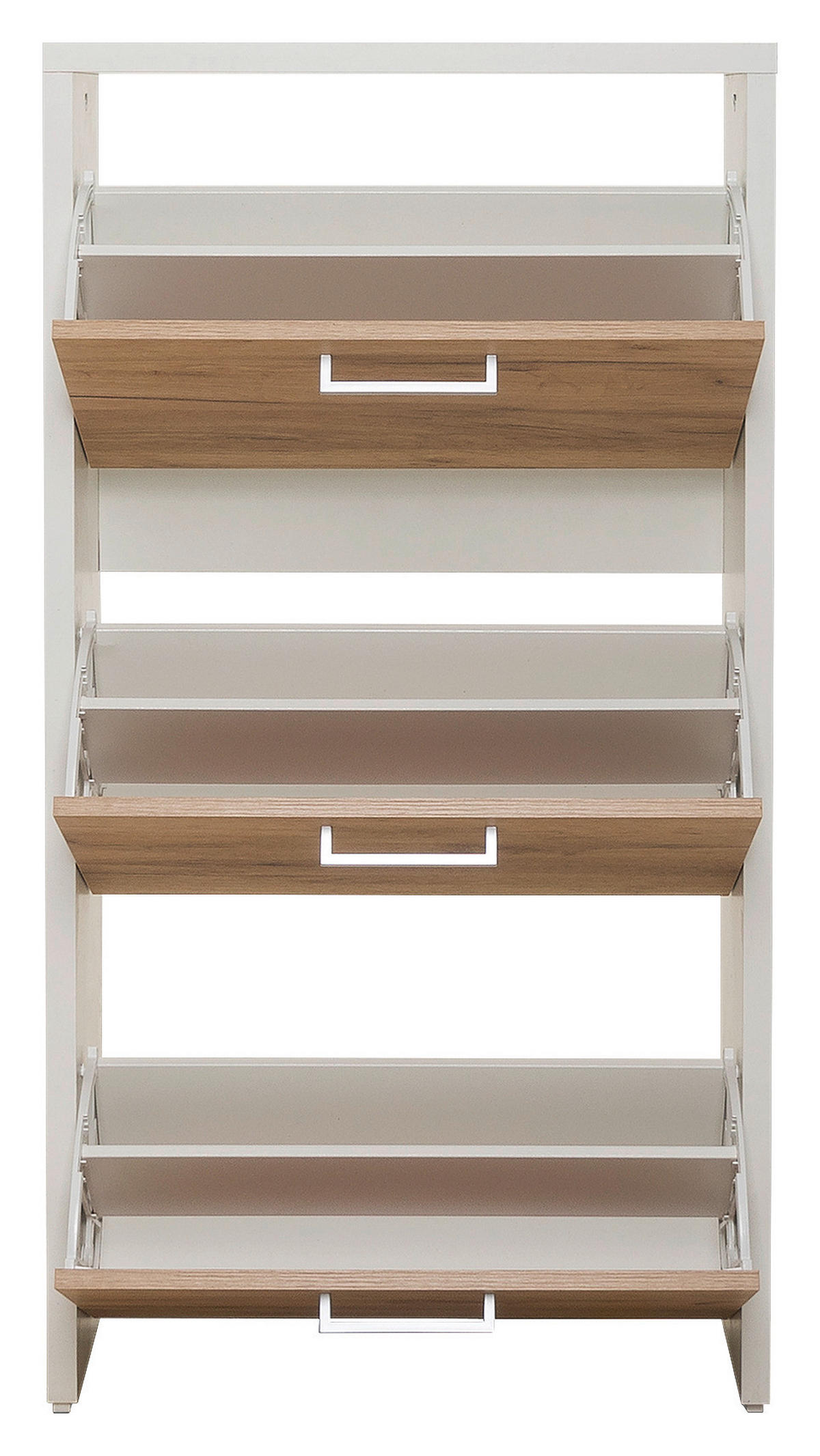 Schuhkipper Fulda weiß honig Eiche Nachbildung B/H/T: ca. 61x115x25 cm Fulda - weiß/honig (61,00/115,00/25,00cm)