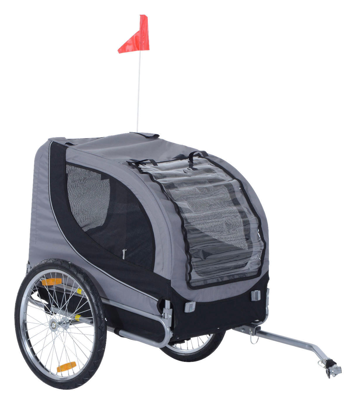 PawHut Fahrradanhänger für Hunde 20 Zoll grau grau B/H/L: ca. 90x110x130 cm Radanhänger f. Hunde D00-050 - grau (130,00/90,00/110,00cm) - PawHut