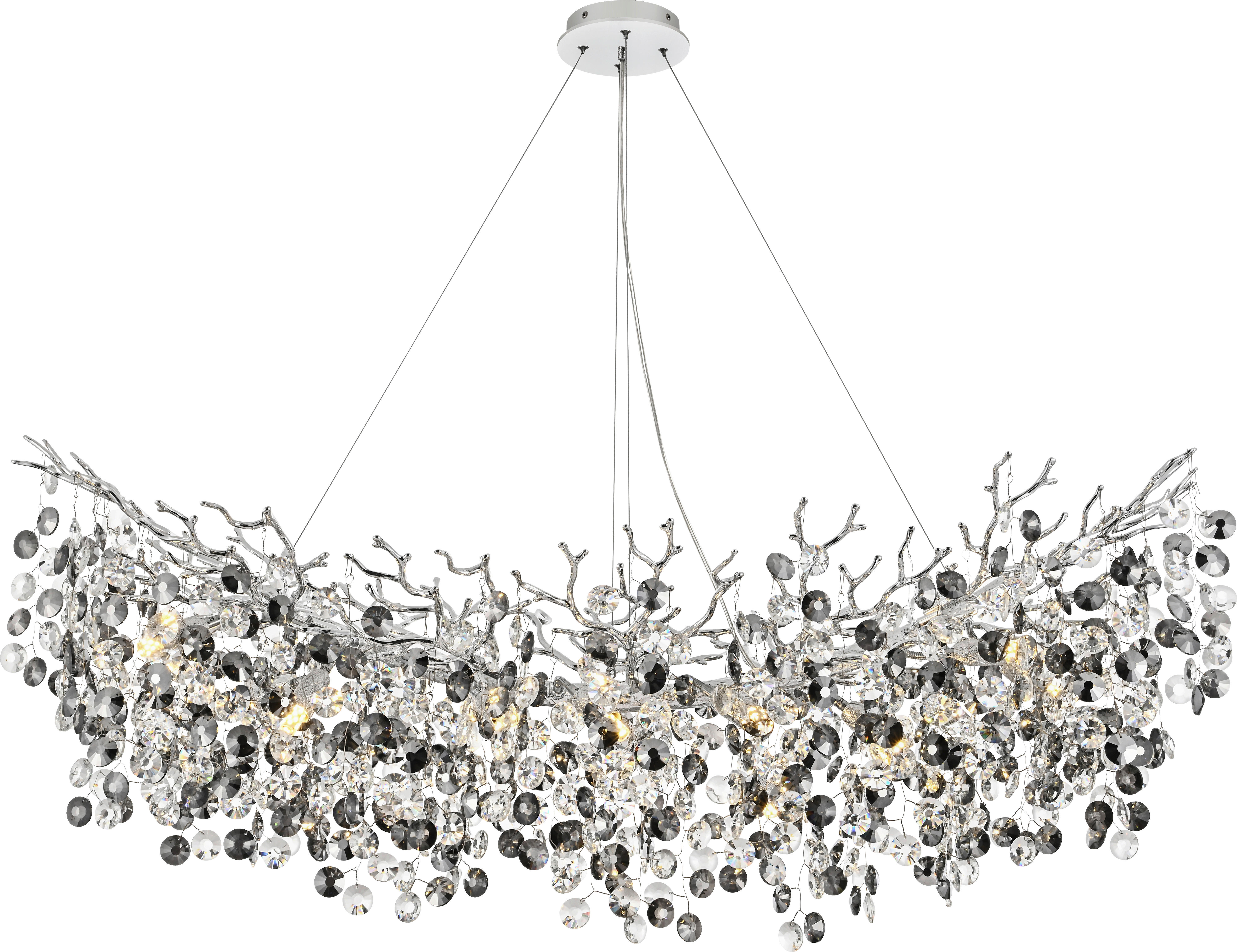 GLOBO Pendelleuchte Chrom Metall Acryl B/L: ca. 160x100 cm E14 10 Brennstellen Pendelleuchte_Eleonore - Chrom (160,00/100,00cm) - GLOBO