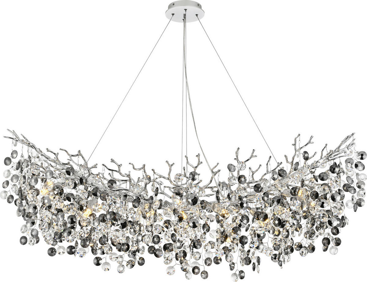 GLOBO Pendelleuchte Chrom Metall Acryl B/L: ca. 160x100 cm E14 10 Brennstellen Pendelleuchte_Eleonore - Chrom (160,00/100,00cm) - GLOBO