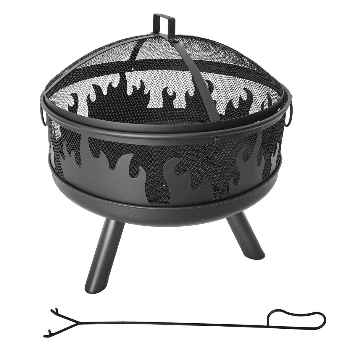 Feuerstelle schwarz Stahl H/D: ca. 43x61,5 cm Feuerstelle_mit_Funkenschutz - schwarz (61,50/43,00cm)