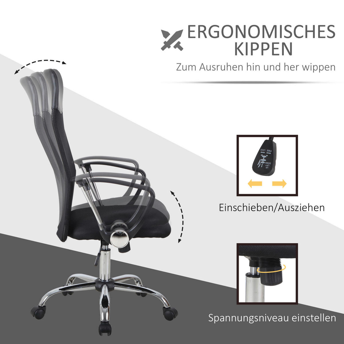 Drehstuhl A2-0093 schwarz A2-0093 - schwarz (63,00/109,00/65,00cm) - HOMCOM