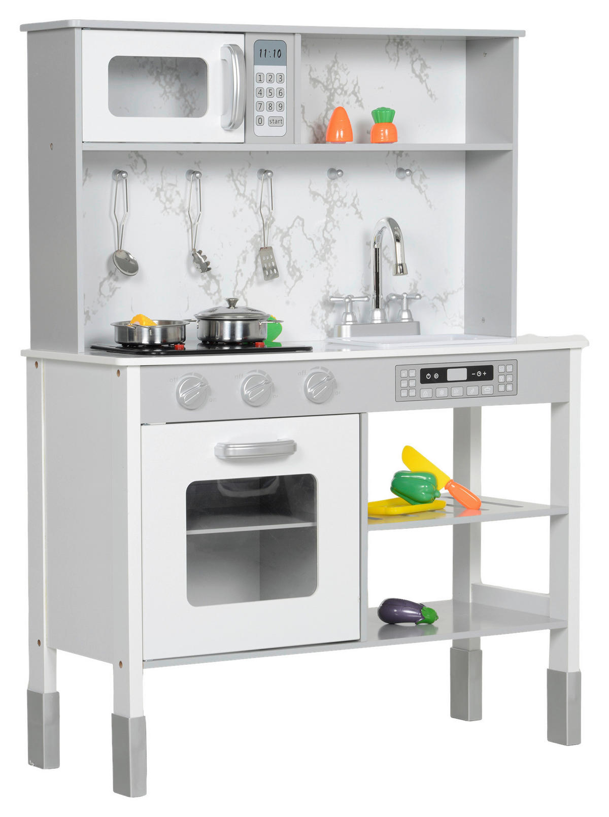 AIYAPLAY Kinder-Spielküche B/H/L: ca. 28x96,1x70,1 cm Kinder-Spielküche - weiß (70,10/28,00/96,10cm) - AIYAPLAY