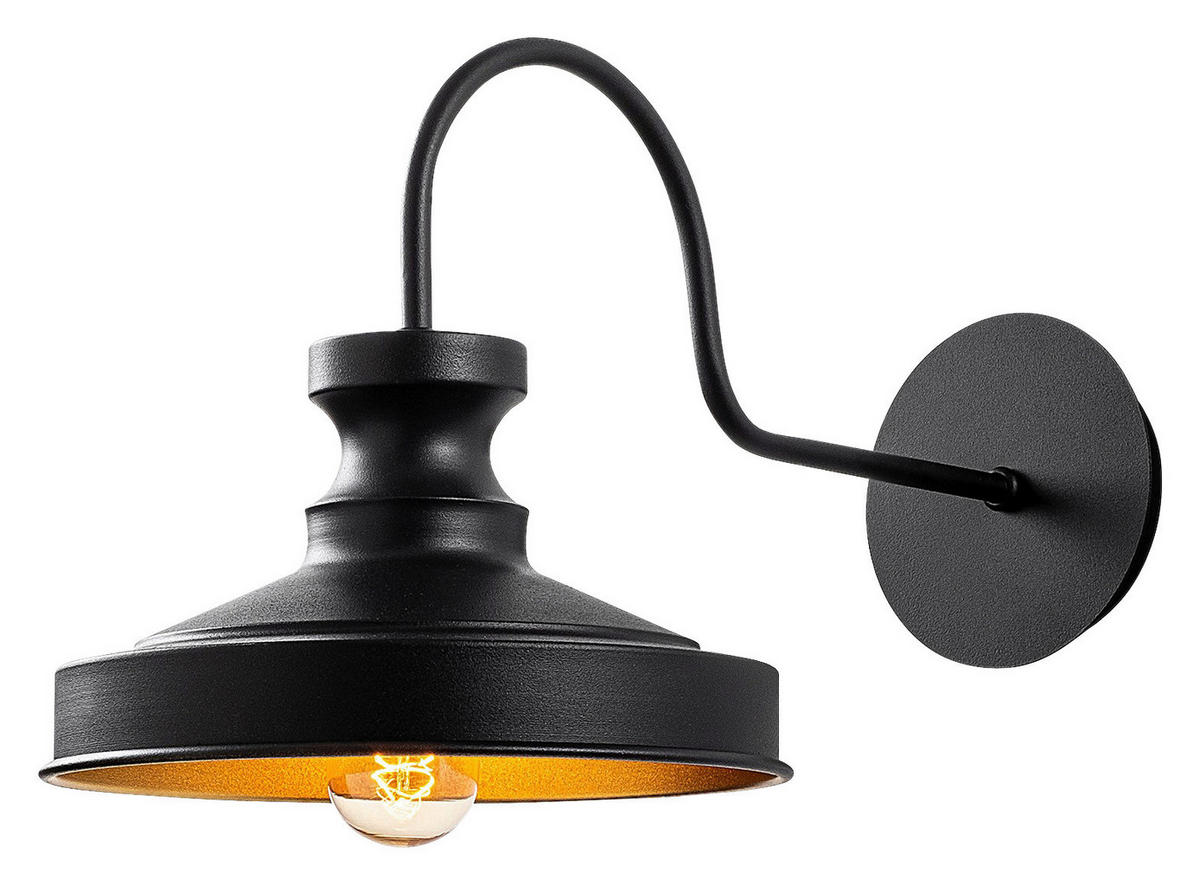 Opviq Wandleuchte schwarz B/H/T/L: ca. 42x23x42x22 cm E27 1 Brennstellen Berceste - schwarz (22,00/42,00/23,00cm) - Opviq