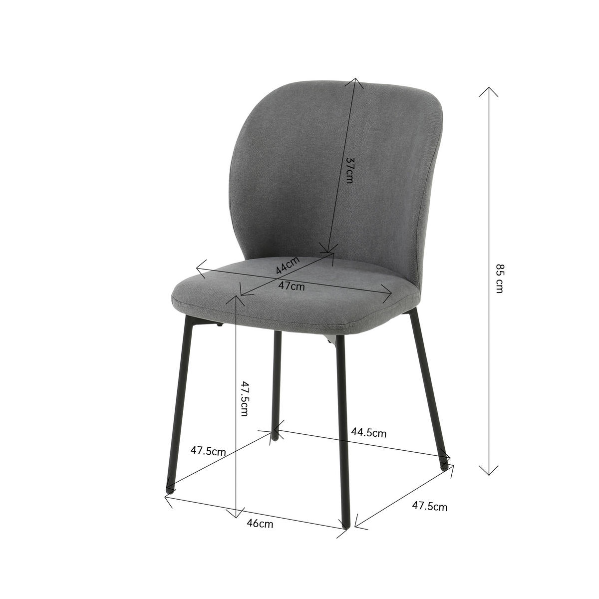 Stuhl Medina grau schwarz Webstoff Metall Medina - schwarz/grau