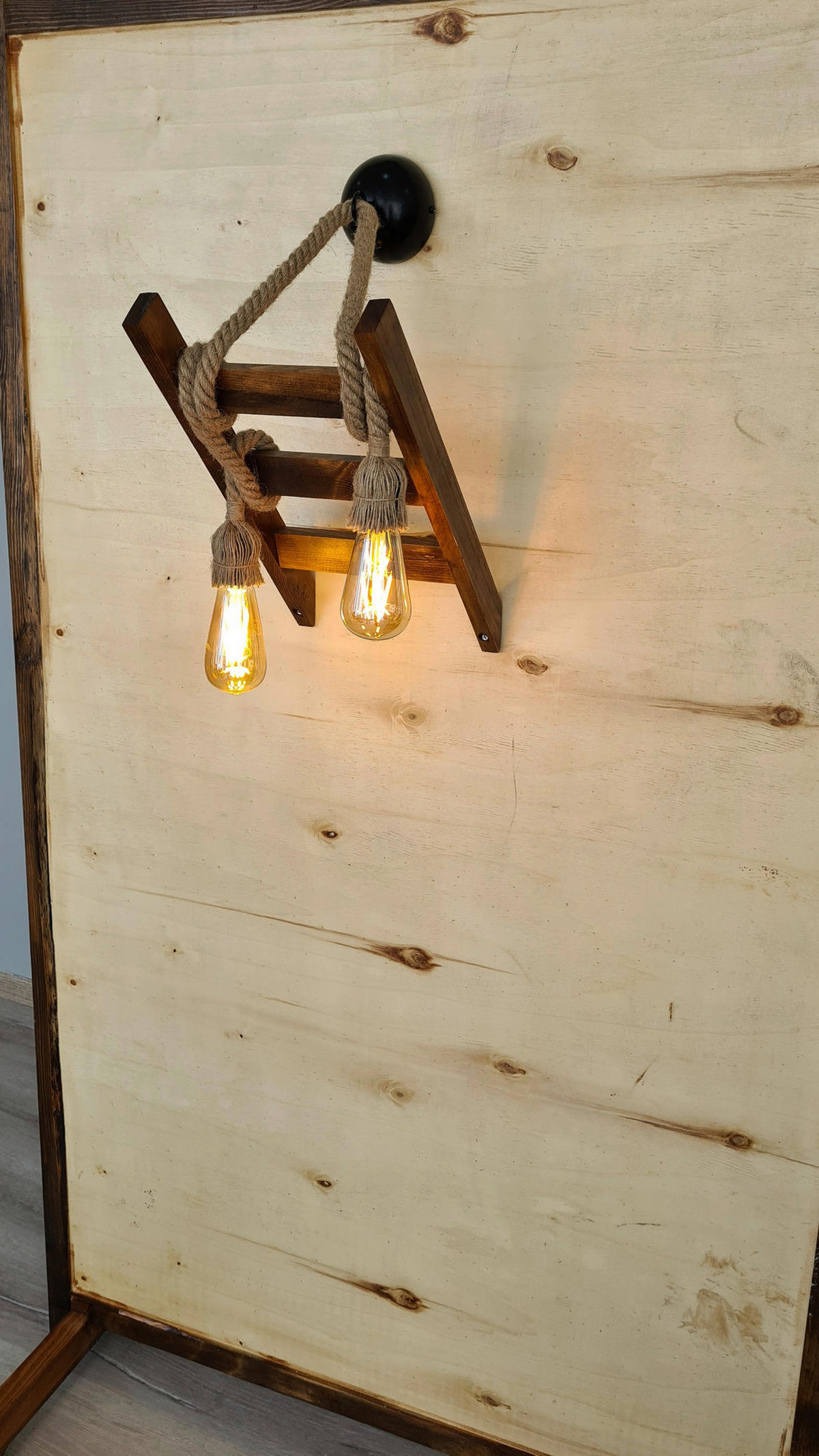 Opviq Wandleuchte nussbaum Kiefer B/H/L: ca. 25x23x45 cm E27 1 Brennstellen Merdiven Halat Aplik - nussbaum (45,00/25,00/23,00cm) - Opviq