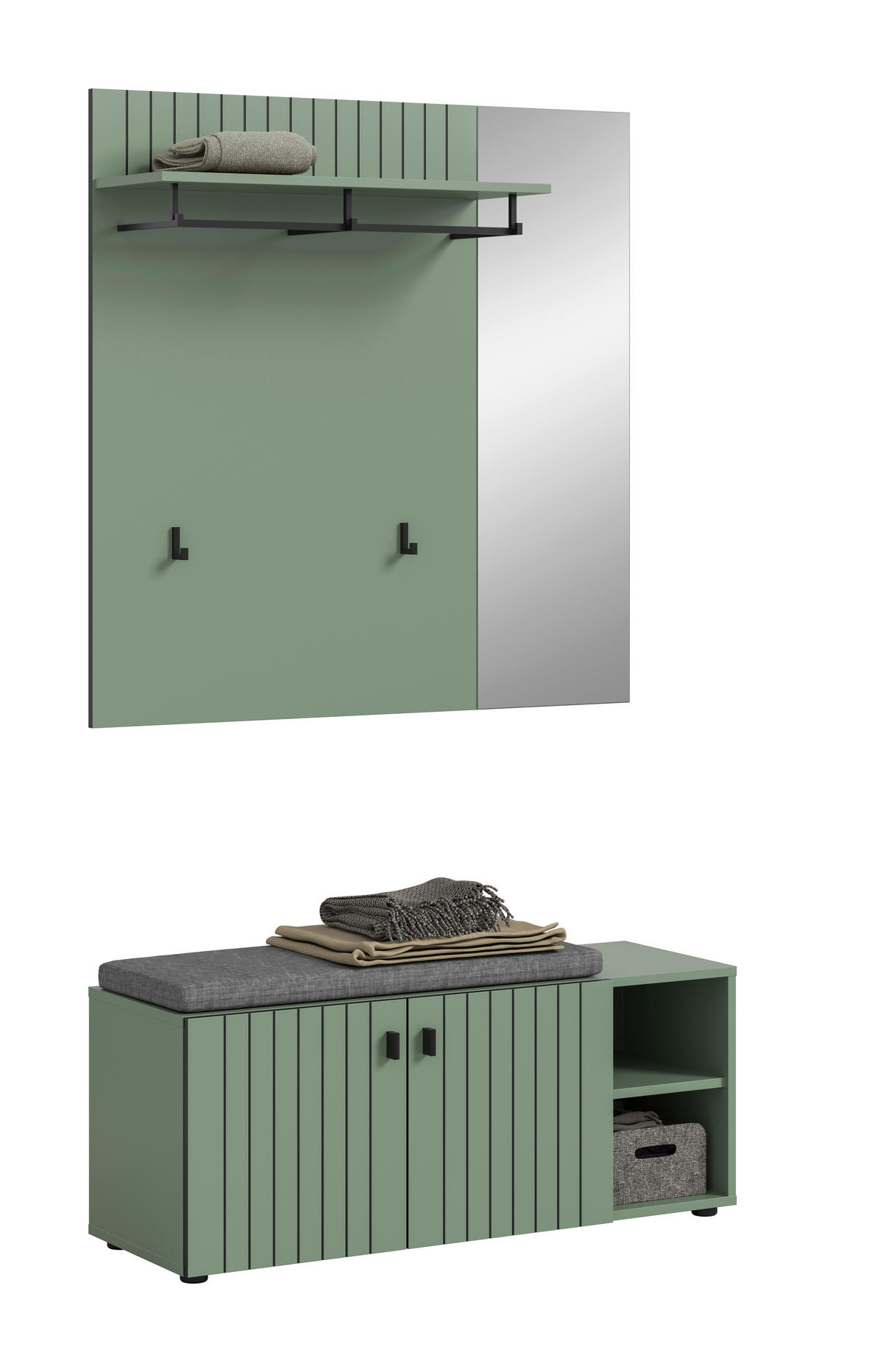 Garderobenset STATION grün B/H/T: ca. 106x192x37 cm STATION - grün (106,00/192,00/37,00cm) - xonox.home