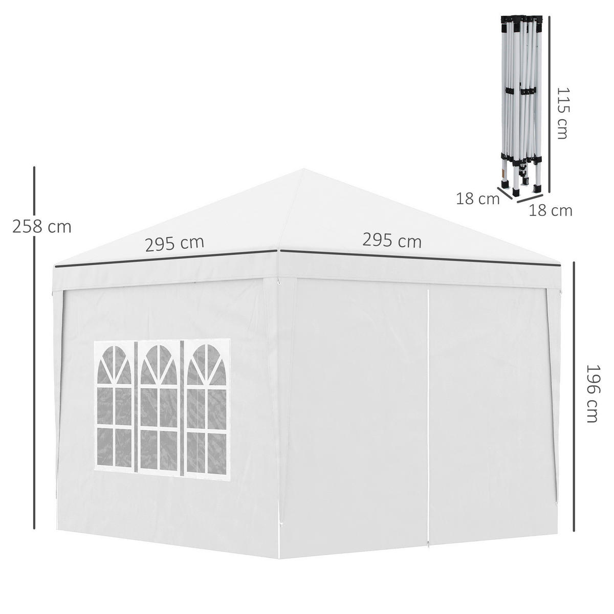 Outsunny Pavillon weiß Polyester B/H/L: ca. 2,95x2,95x2,58 cm Faltpavillon - weiß (2,58/2,95/2,95cm) - Outsunny