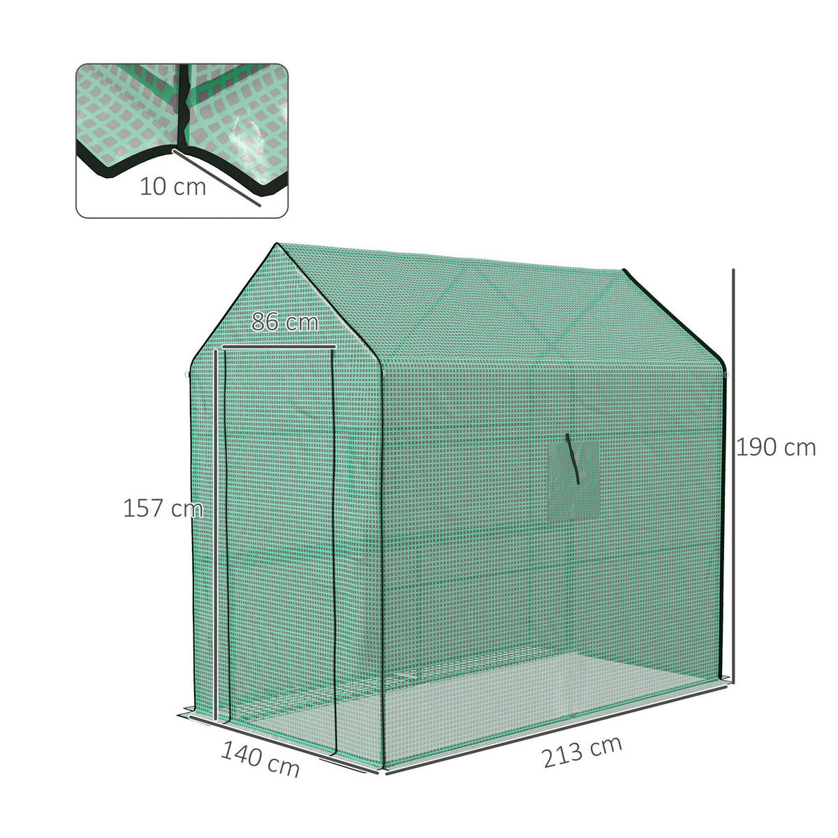 Outsunny Garten-Zubehör grün B/H/L: ca. 213x140x190 cm Gewächshausfolie - grün (190,00/213,00/140,00cm) - Outsunny