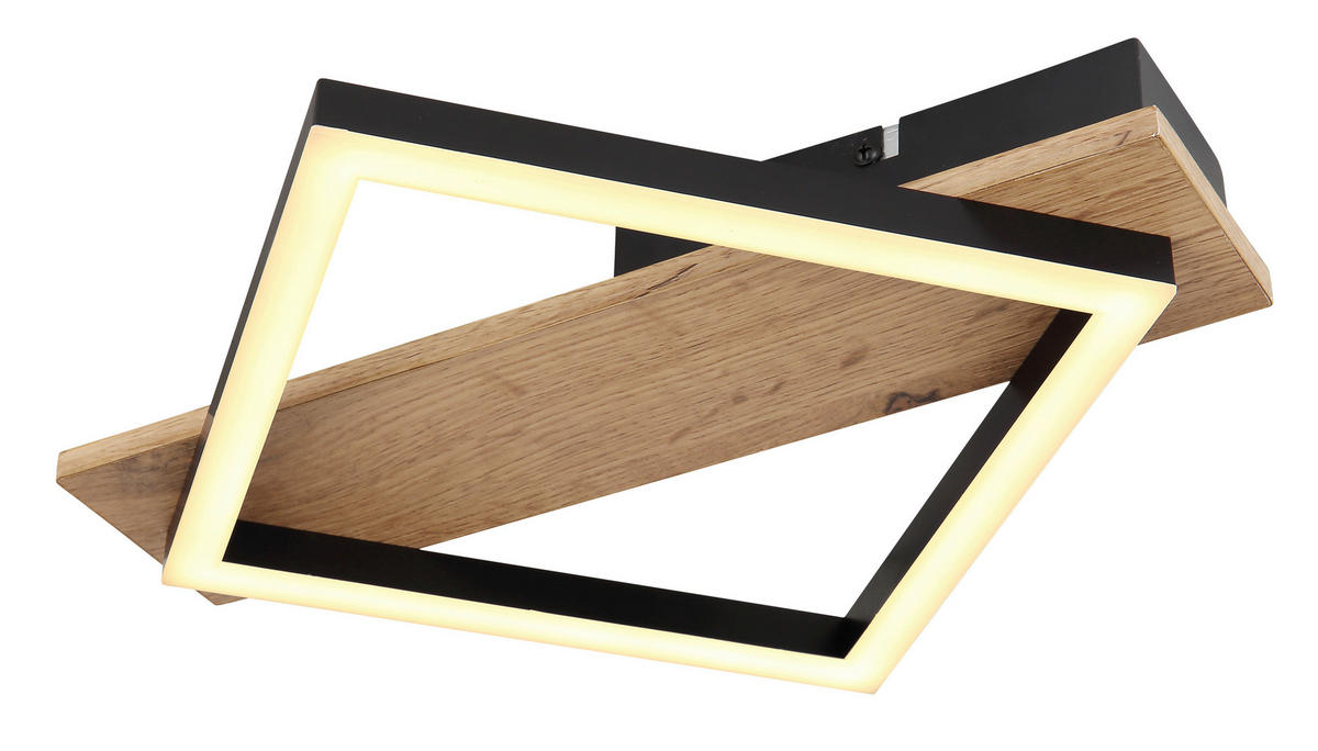 GLOBO LED-Deckenleuchte schwarz dunkelbraun Metall Kunststoff MDF B/H/T: ca. 31x5,5x33 cm BEATRIX - dunkelbraun/schwarz (31,00/5,50/33,00cm) - GLOBO