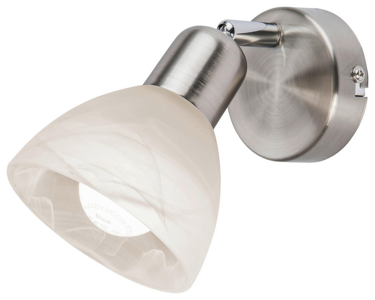 Nowa Spot 81890101 warmweiß nickel matt Metall Glas H/D: ca. 12x11,5 cm E14 1 Brennstellen DAYTONA - warmweiß/nickel matt (11,50/12,00cm) - Nowa