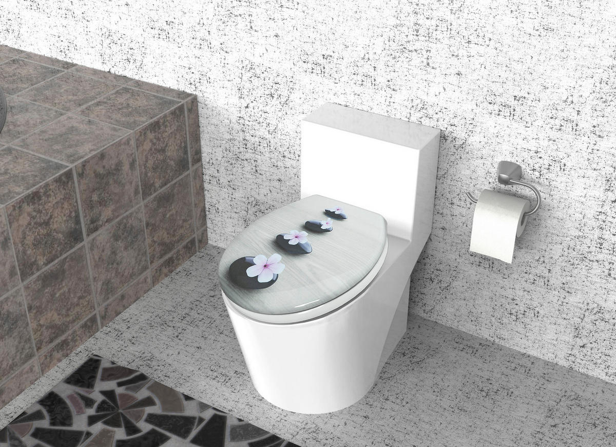 WC-Sitz weiß grau Duroplast WC-Sitz_Zen-Flower Duroplast - weiß/grau
