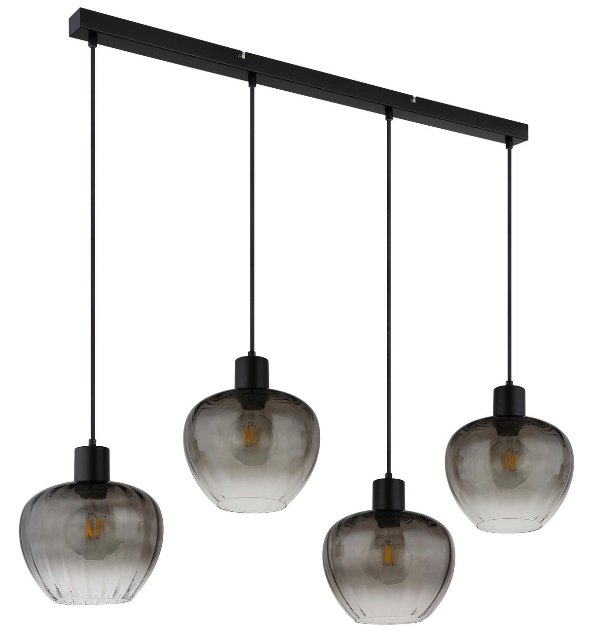 GLOBO Pendelleuchte TOY 30140408 schwarz Rauch Glas Metall B/H/L: ca. 108x120x24 cm E27 4 Brennstellen TOY - schwarz/Rauch (24,00/108,00/120,00cm) - GLOBO