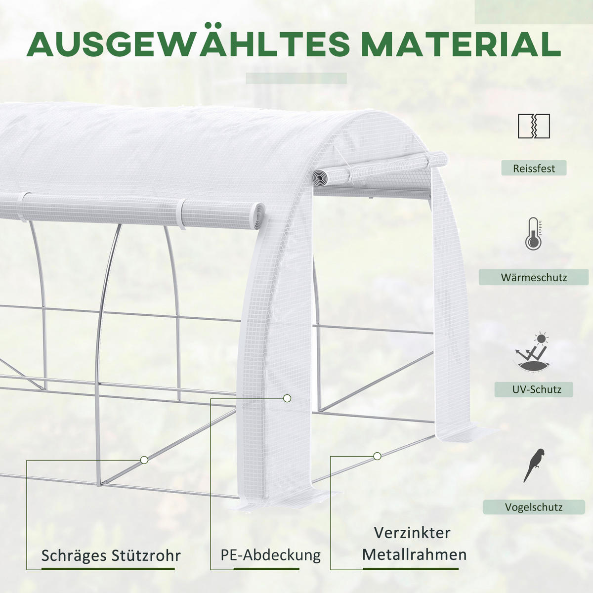 Outsunny Foliengewächshaus B/H/L: ca. 300x200x397 cm Foliengewächshaus - weiß (397,00/300,00/200,00cm) - Outsunny