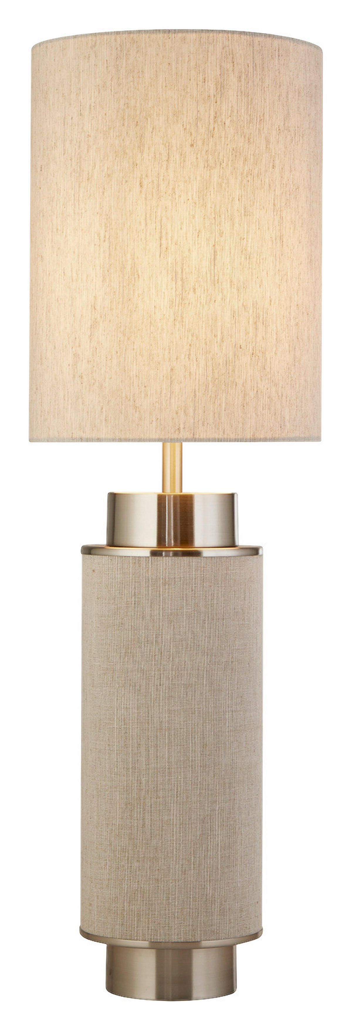 Searchlight Tischlampe weiß silber Textil Stahl B/H/L/D: ca. 22x72x22x22 cm E27 1 Brennstellen Flask - weiß/silber (22,00/22,00/72,00cm) - Searchlight