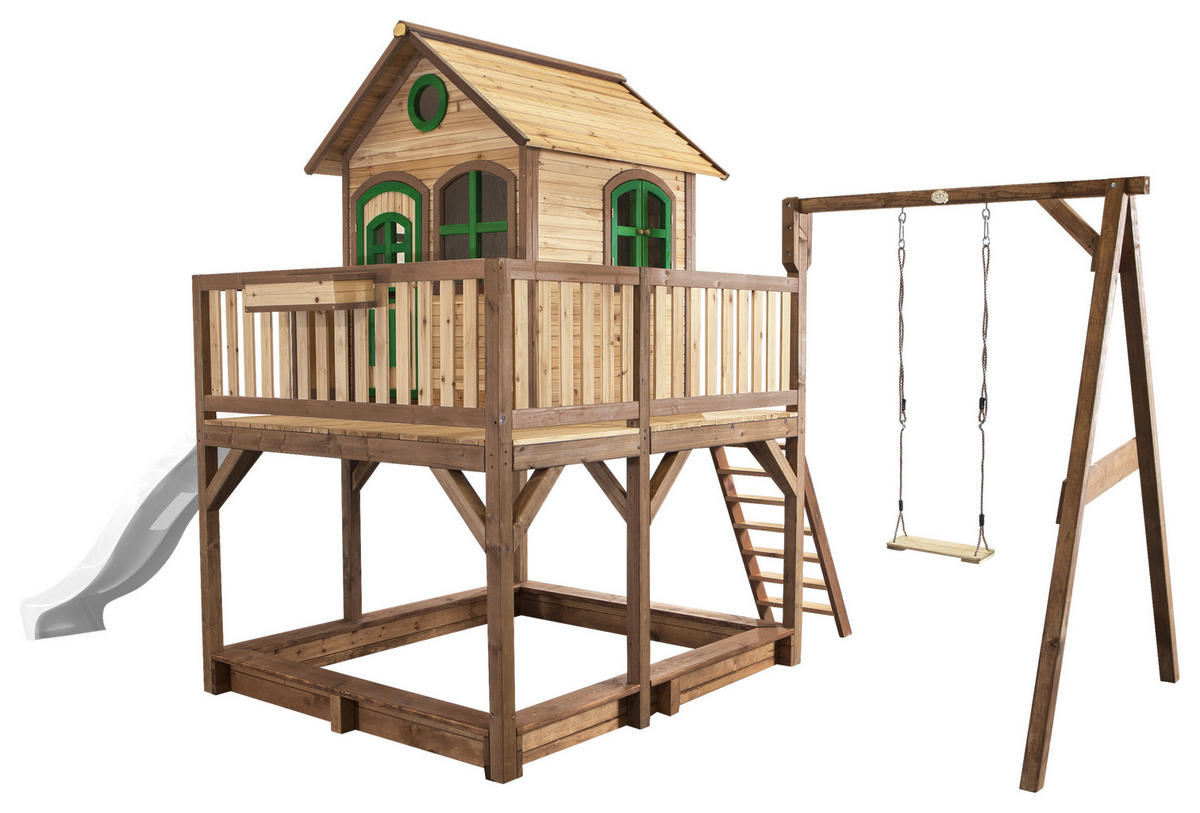 AXI Spielhaus Liam braun B/H/L: ca. 541x291x277 cm Liam - braun/weiß (277,00/541,00/291,00cm) - AXI