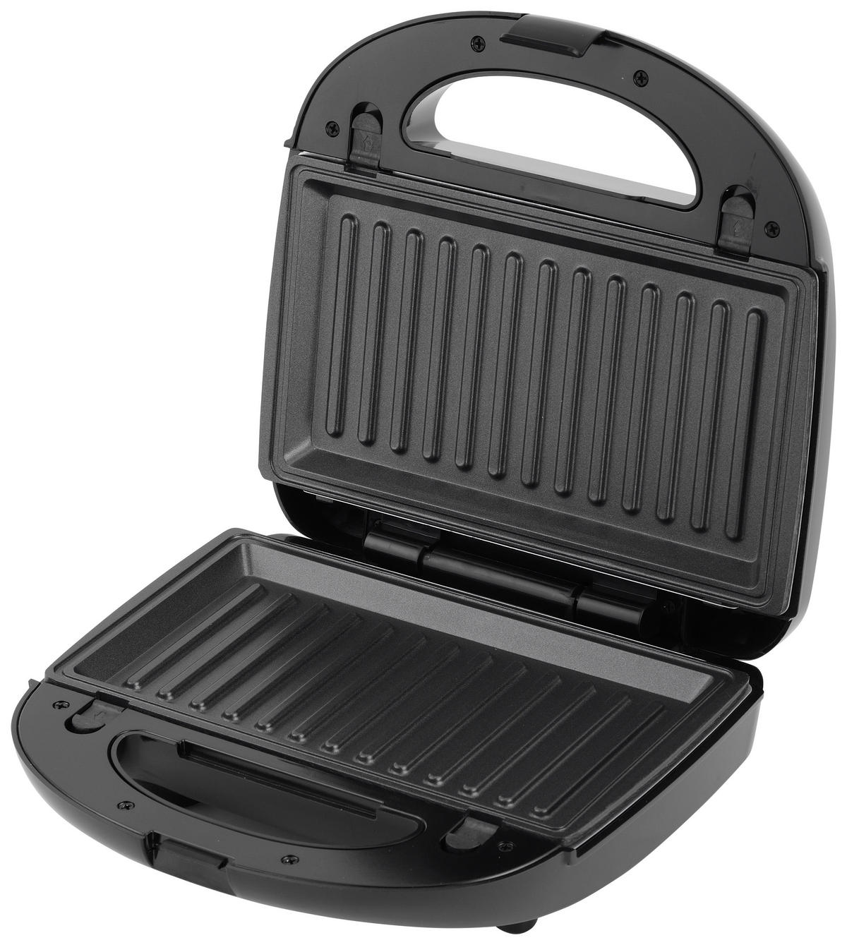 MICHELINO Sandwichtoaster 29061 schwarz silber Kunststoff Aluminium B/H/T: ca. 24x8x24 cm Sandwichmaker_3in1 29061 - schwarz/silber (24,00/8,00/24,00cm) - MICHELINO