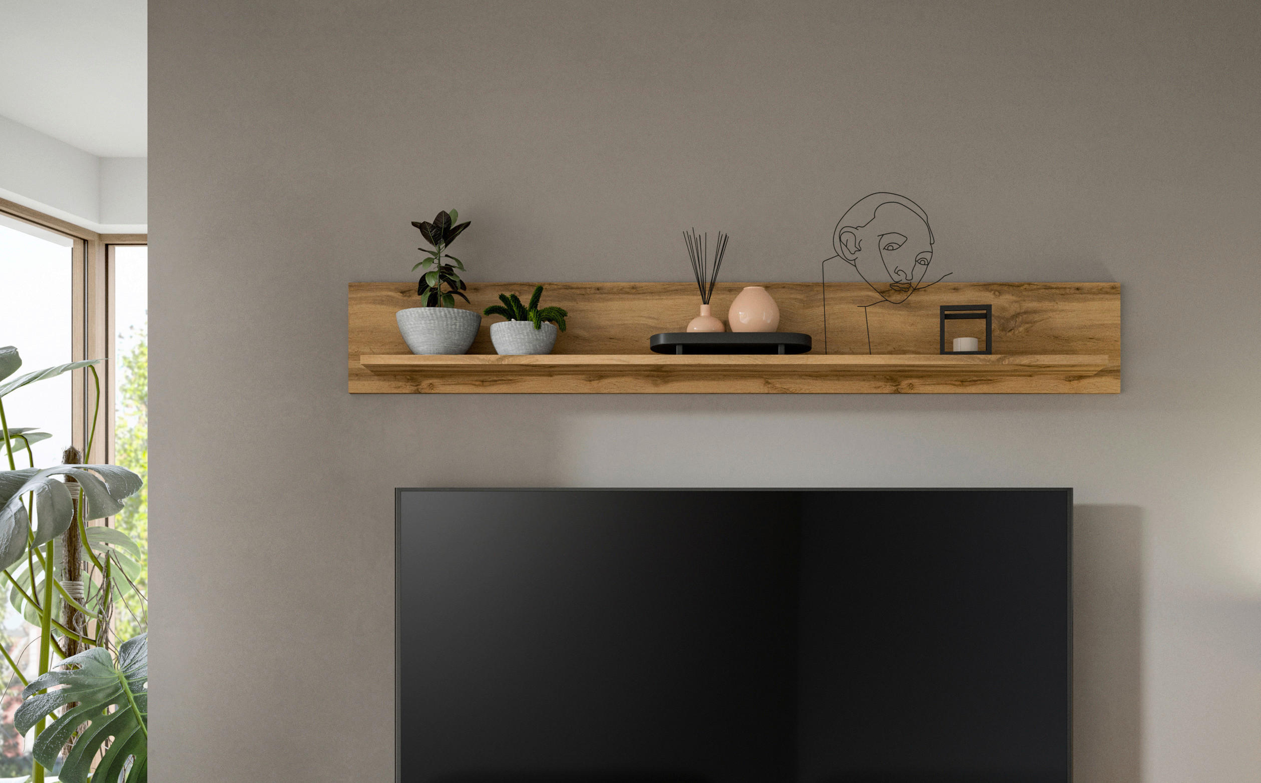 Thumbnail - Wandboard Jam Eiche Wotan Nachbildung weiß B/H/T: ca. 140x20x15 cm