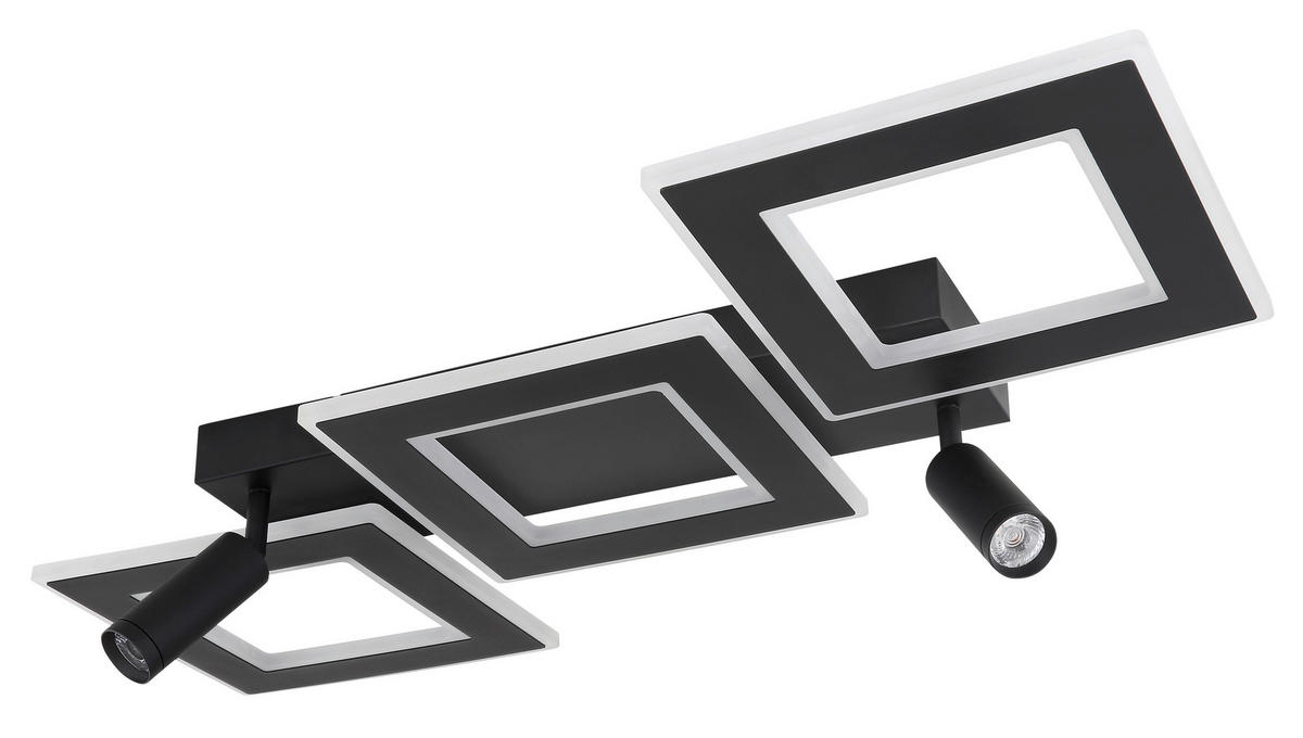 GLOBO Deckenleuchte schwarz Opal Metall Acryl B/H/L: ca. 56x11,5x82 cm 2 Brennstellen Marian - schwarz/Opal (82,00/56,00/11,50cm) - GLOBO