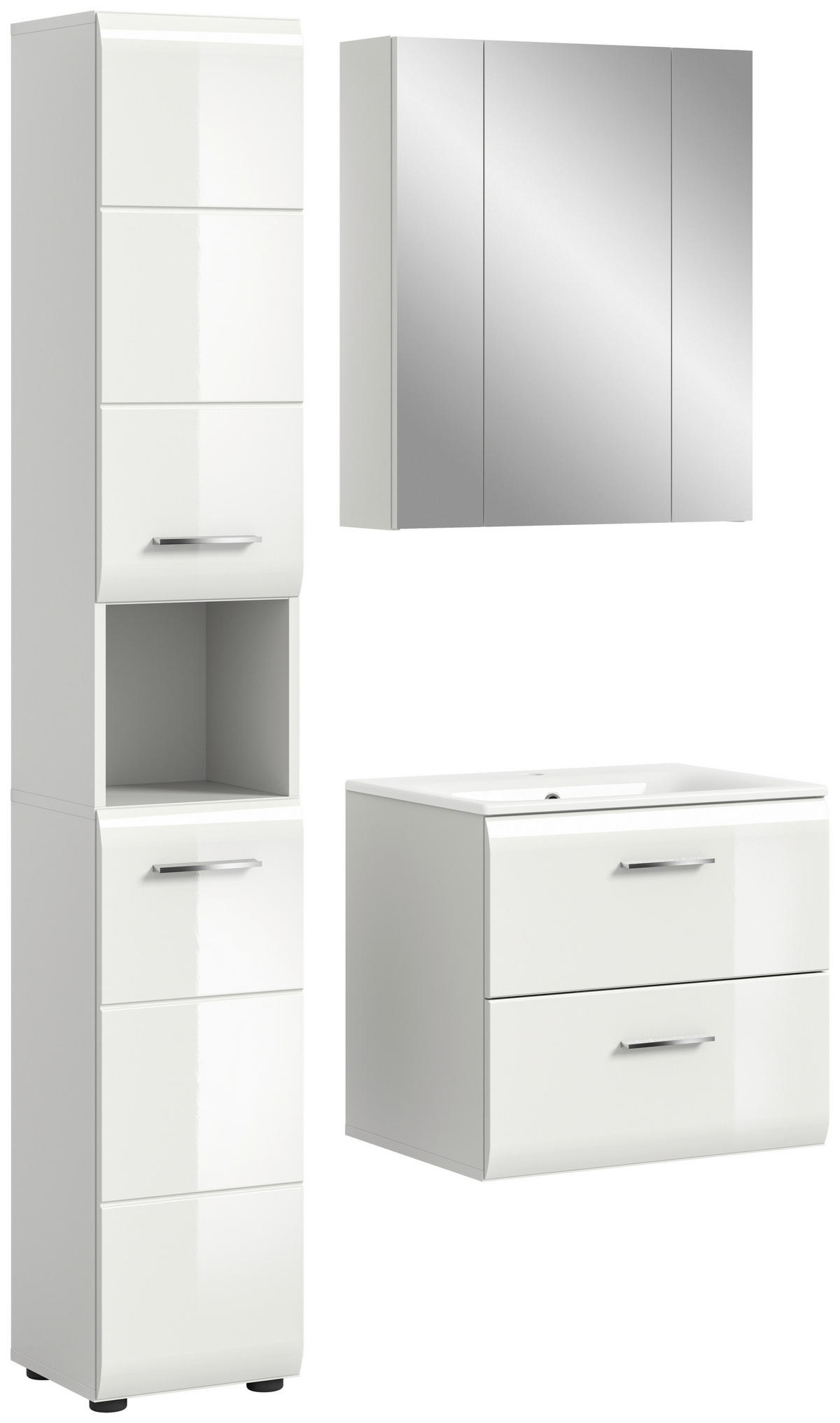 Badezimmer-Set Ice weiß weiß Hochglanz B/H/T: ca. 105x185x46 cm Ice - weiß (105,00/185,00/46,00cm) - xonox.home