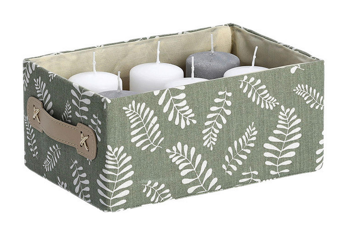 Zeller Aufbewahrungsbox Leaves grün Baumwolle Leaves - grün (28,00/19,50/13,00cm) - Zeller