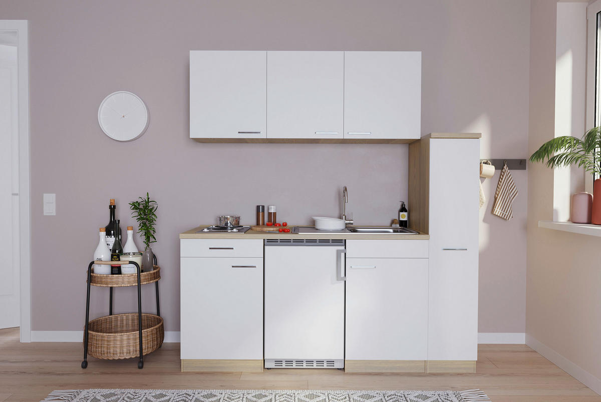 Respekta Küchenblock Economy weiß matt B/H/T: ca. 180x200x60 cm Economy - Eiche/weiß (180,00/200,00/60,00cm) - Respekta