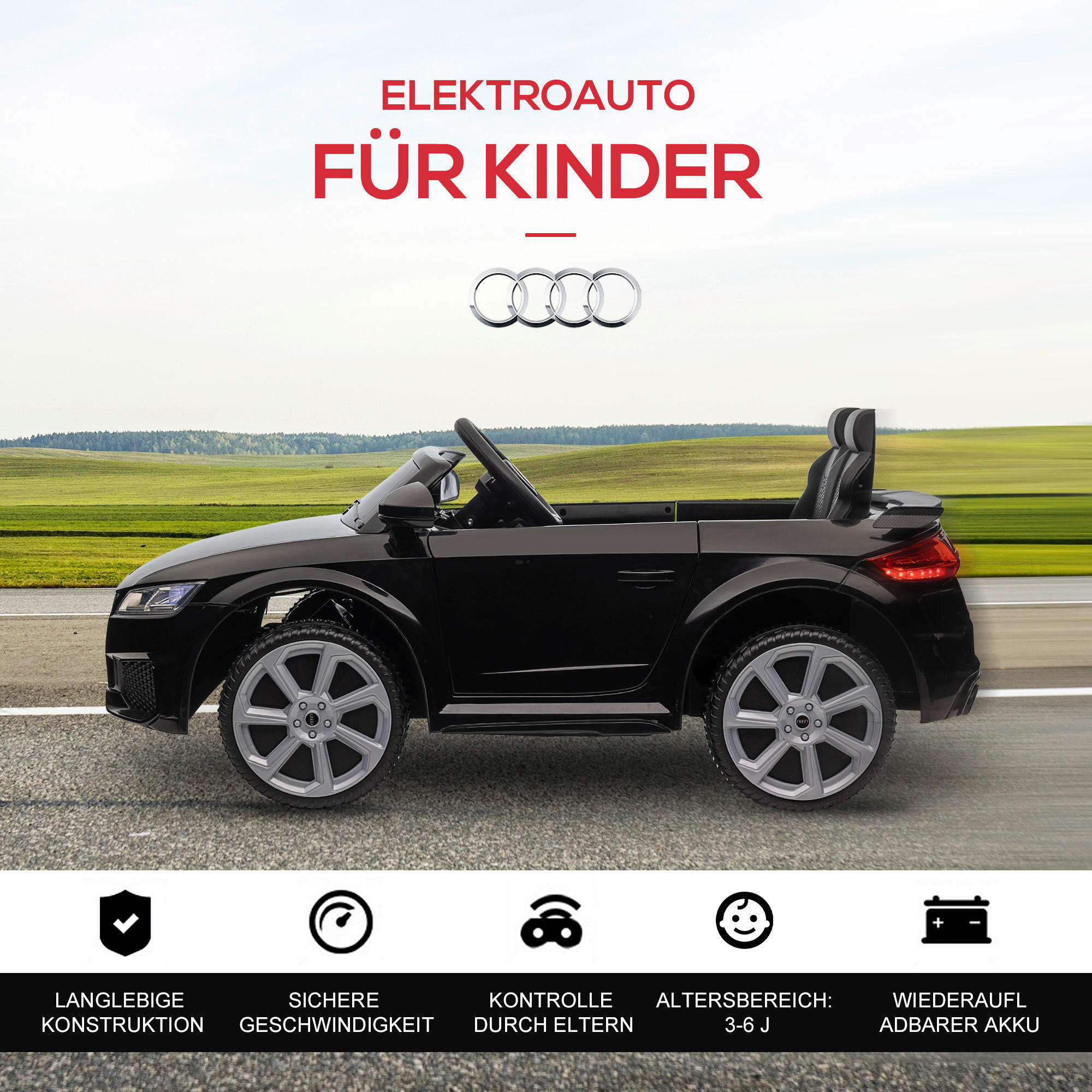 HOMCOM Kinder-Elektroauto schwarz B/H/L: ca. 60x44x102 cm Kinder-Elektroauto - schwarz (102,00/60,00/44,00cm) - HOMCOM