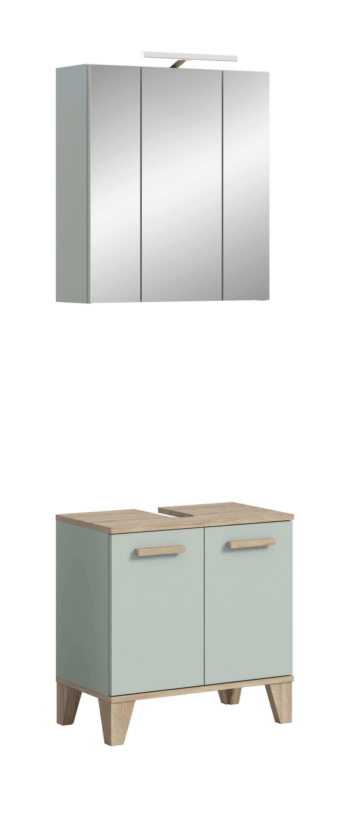 Badezimmer-Set STAR hellgrün Eiche hell Nachbildung B/H/T: ca. 60x190x34 cm STAR - hellgrün (60,00/190,00/34,00cm) - xonox.home