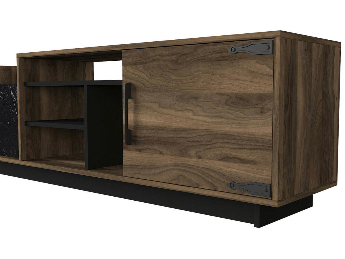Wohnwand Siento walnuss Nachbildung Marmoroptik B/H/T: ca. 180x55x35 cm Siento - Marmoroptik/walnuss (180,00/55,00/35,00cm) - moebel17
