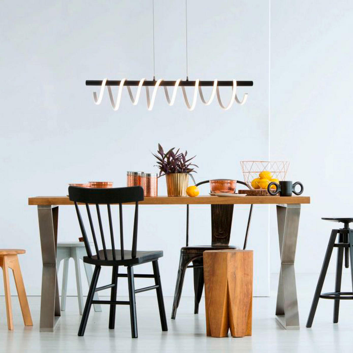 Näve Leuchten LED Pendelleuchte Belleza - weiß/schwarz (100,00/150,00/6,00cm) - Näve Leuchten