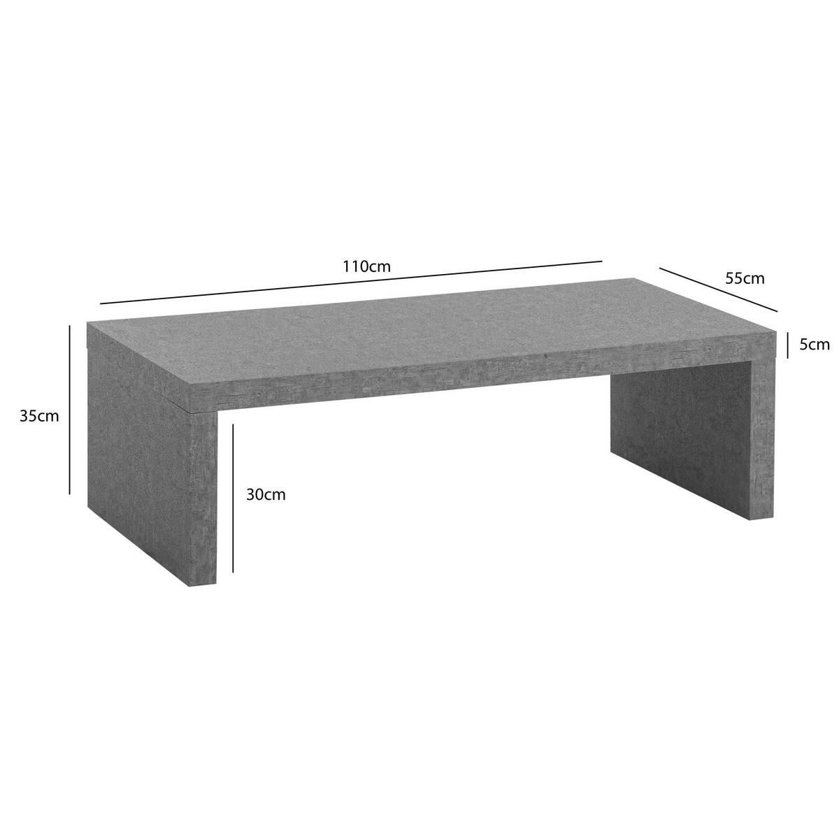 Couchtisch Beton Optik B/H/T: ca. 110x35x55 cm Couchtisch - Beton (110,00/35,00/55,00cm) - Wohnling