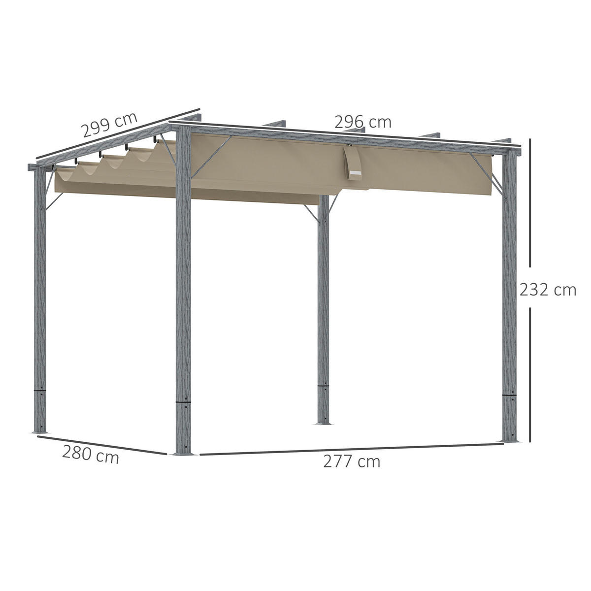 Outsunny Pergola grau Aluminium B/H/L: ca. 296x232x299 cm Pergola - grau (299,00/296,00/232,00cm) - Outsunny
