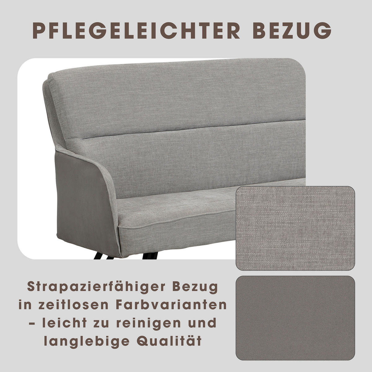 Sitzbank TINO schwarz grau Metall Microfaser B/H/T: ca. 160x94x67 cm TINO - schwarz/grau (160,00/94,00/67,00cm) - byLIVING